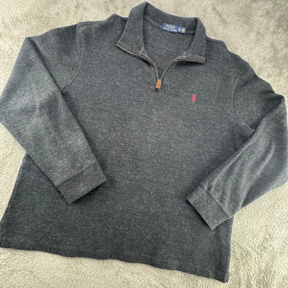 Polo Ralph Lauren Quarter Zip‎ Mens XL Gray Excellent Cotton Pony Logo Pullover
